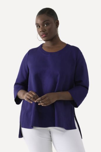 Plus size veliki brojevi Bluza lanena okrugli ovratnik za punije