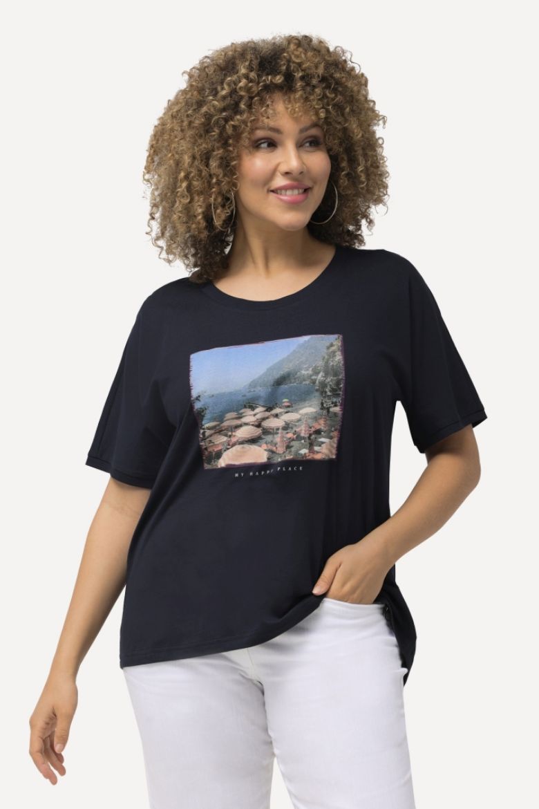 Plus size veliki brojevi Majica kratkih rukava s motivom plaže za punije
