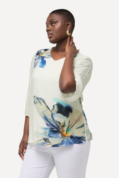 Veliki brojevi Bluza s 3/4 rukavima cvijetnog uzorka moda za punije