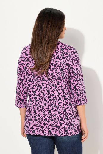 Plus size veliki brojevi Majica s 3/4 rukavima A kroja cvjetnog printa za punije
