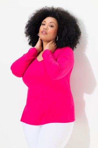 Plus size veliki brojevi Majica dugih rukava V ovratnika za punije