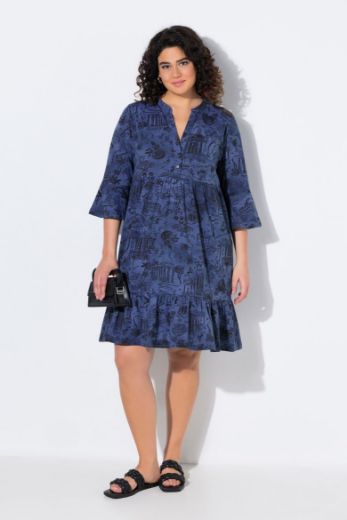 Plus size veliki brojevi Haljina 3/4 rukava A kroja za punije