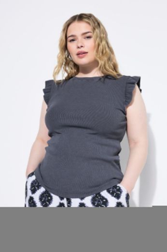 Plus size veliki brojevi Majica s ukrasnim rukavima na volane za punije