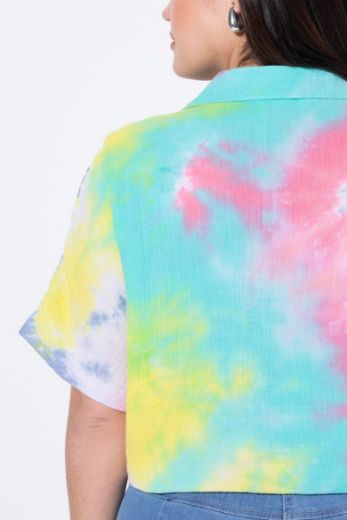Plus size veliki brojevi Bluza kratkih rukava od muslina za punije