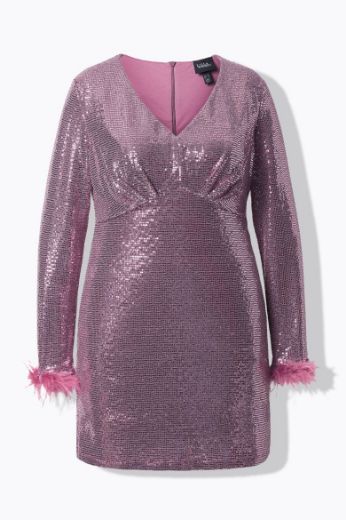 Plus size veliki brojevi Haljina elegantna dugih rukava V ovratnika za punije