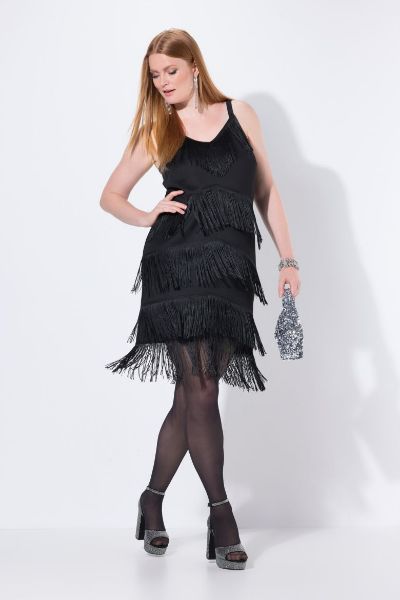 Veliki brojevi Haljina elegantna bez rukava s resicama moda za punije