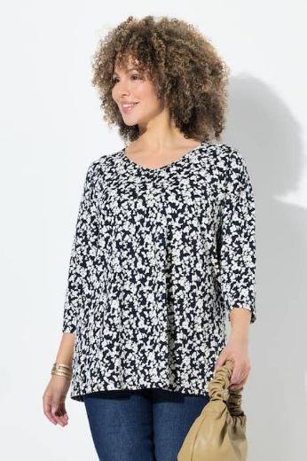 Plus size veliki brojevi Majica s 3/4 rukavima A kroja cvjetnog printa za punije
