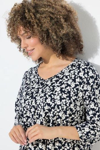 Plus size veliki brojevi Majica s 3/4 rukavima A kroja cvjetnog printa za punije