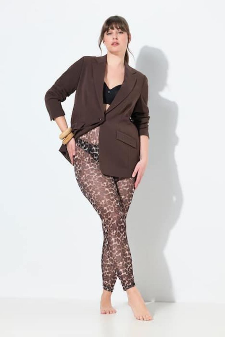 Plus size veliki brojevi  Tajice mrežaste s leopard uzorkom za punije