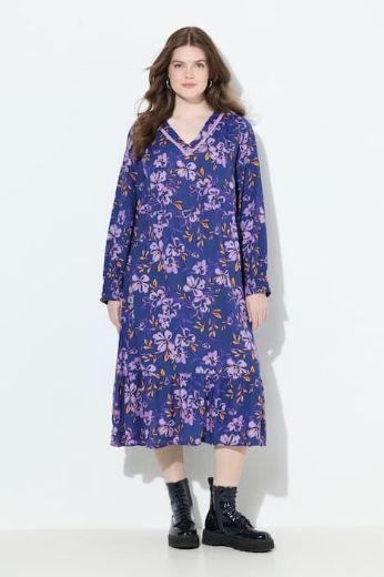 Plus size veliki brojevi Haljina midi dugih rukava za punije