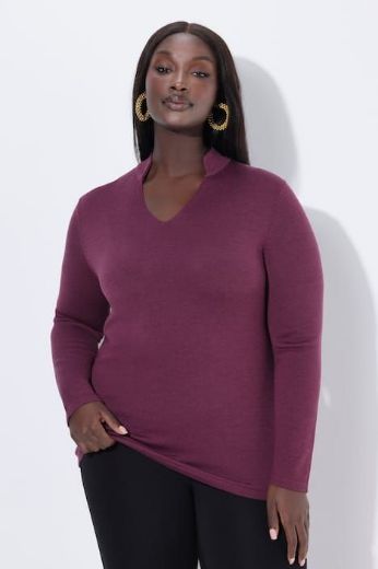 Plus size veliki brojevi Pulover dugih rukava V ovratnika za punije