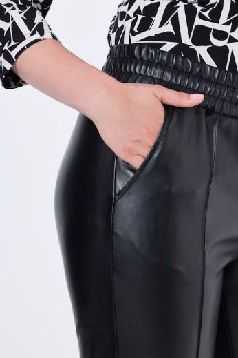 Plus size veliki brojevi Hlače imitacija kože na vezanje za punije