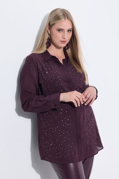 Veliki brojevi Bluza elegantna dugih rukava na skriveno kopčanje moda za punije