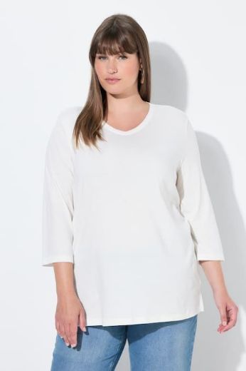 Plus size veliki brojevi Majica V ovratnika 3/4 rukava za punije