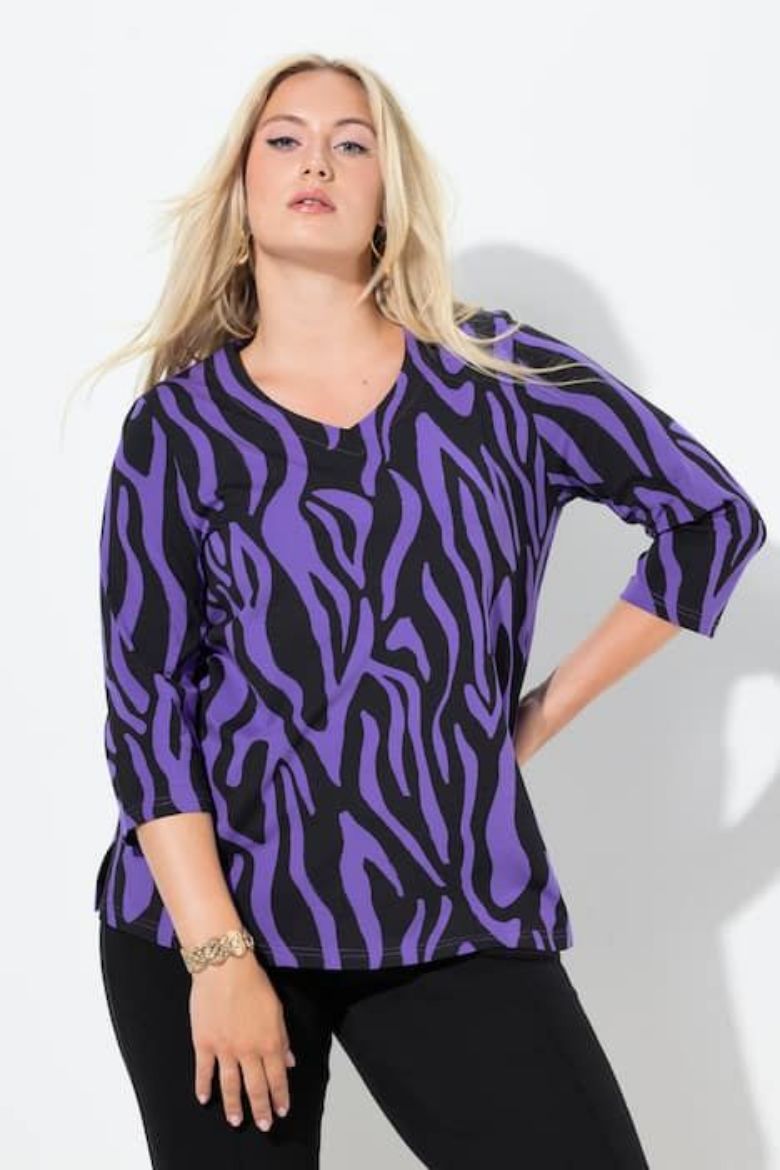 Plus size veliki brojevi Majica 3/4 rukava V ovratnika za punije