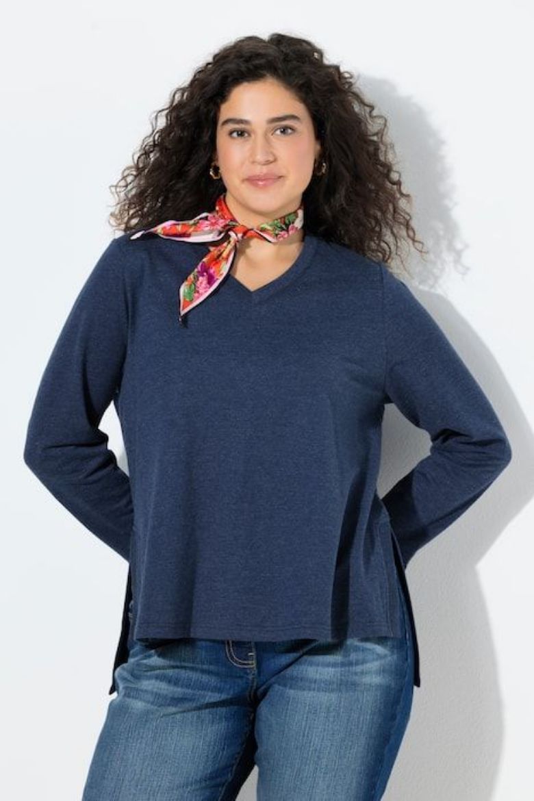 Plus size veliki brojevi Majica dugih rukava V ovratnika za punije