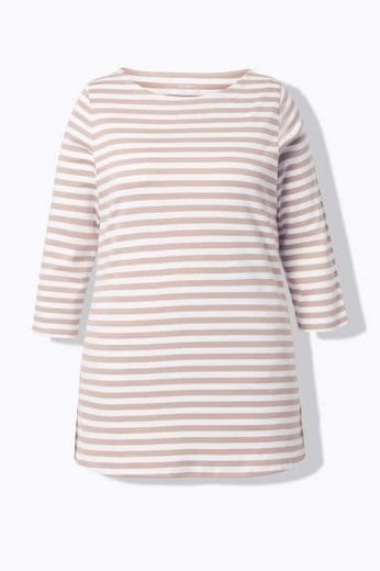 Plus size veliki brojevi Majica 3/4 rukava na pruge za punije