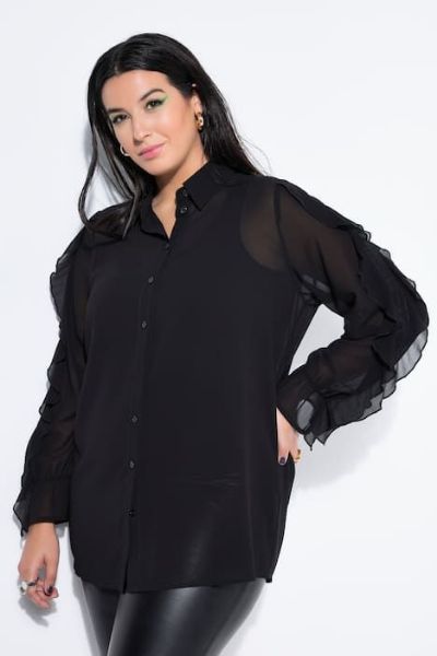 Veliki brojevi Bluza dugih rukava na volane moda za punije