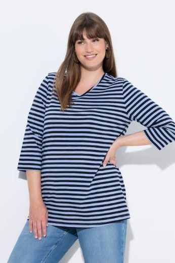 Plus size veliki brojevi Majica 3/4 rukava V ovratnika za punije