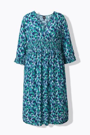 Plus size veliki brojevi Haljina midi 3/4 rukava V ovratnika za punije