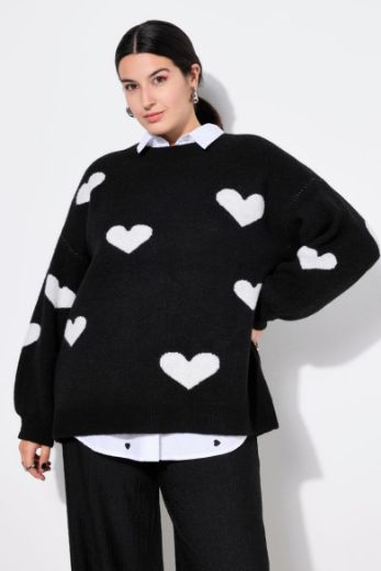Plus size veliki brojevi Pulover s printom srca za punije