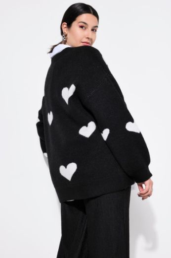 Plus size veliki brojevi Pulover s printom srca za punije