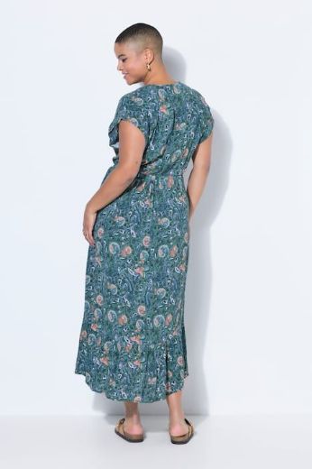 Plus size veliki brojevi Haljina maxi kratkih rukava na volane za punije