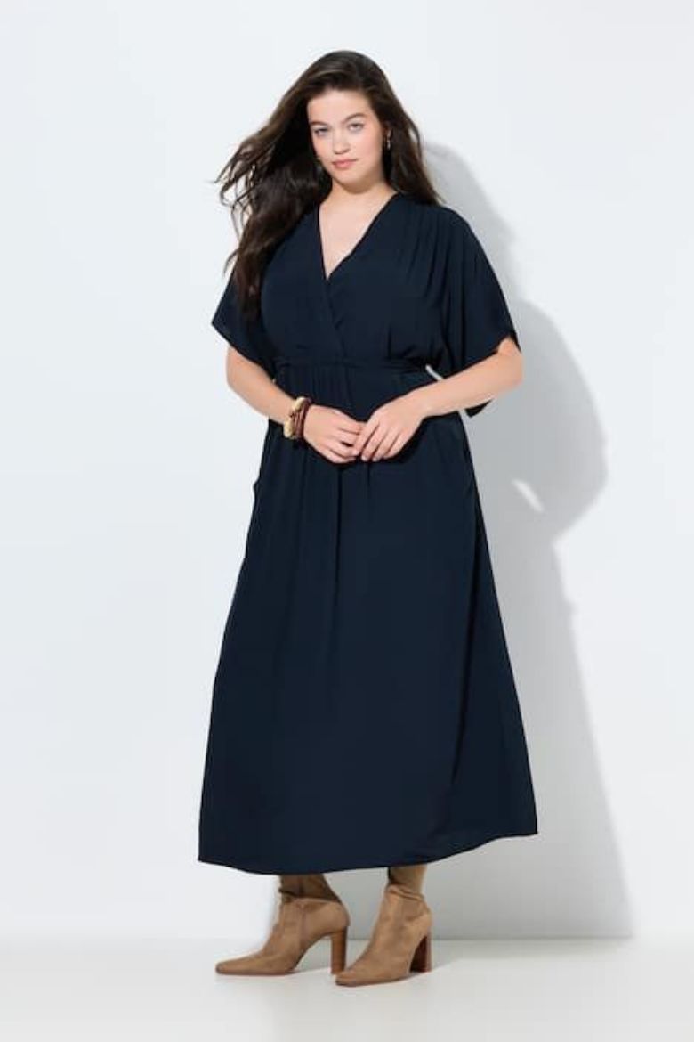 Plus size veliki brojevi Haljina maxi kratkih rukava V ovratnika za punije