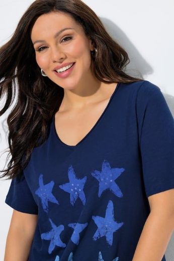 Plus size veliki brojevi Majica kratkih rukava V ovratnika za punije