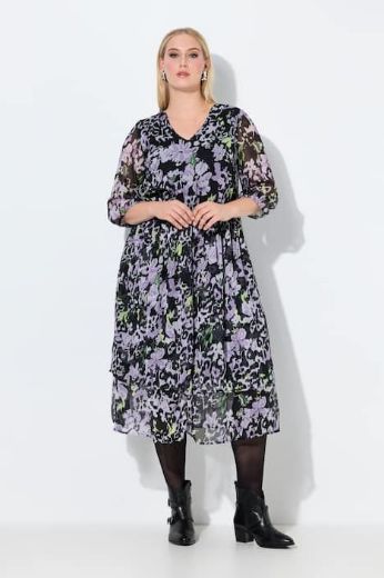 Plus size veliki brojevi Haljina midi 3/4 rukava A kroja za punije