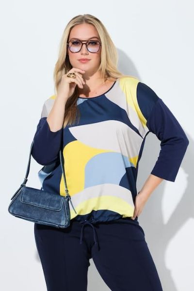 Veliki brojevi Majica 3/4 rukava okruglog ovratnika moda za punije