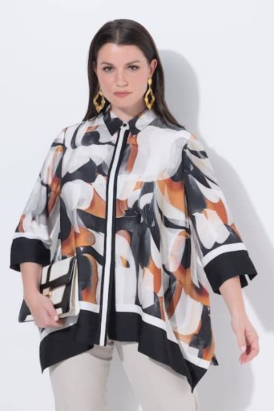 Veliki brojevi Bluza 3/4 rukava šireg kroja moda za punije