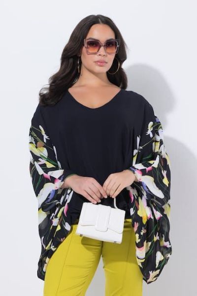 Veliki brojevi Bluza 3/4 rukava V ovratnika moda za punije