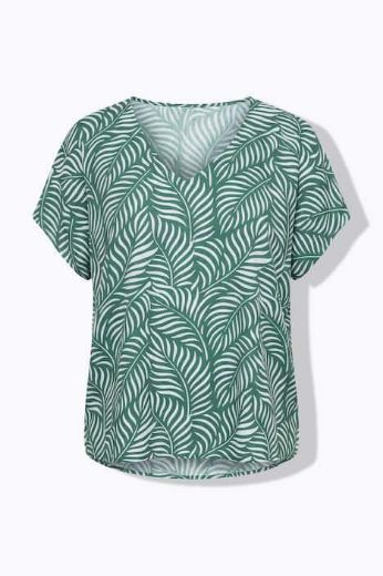 Plus size veliki brojevi Bluza kratkih rukava šireg kroja uzorak lišća za punije