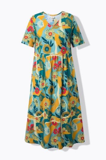 Plus size veliki brojevi Haljina midi kratkih rukava za punije