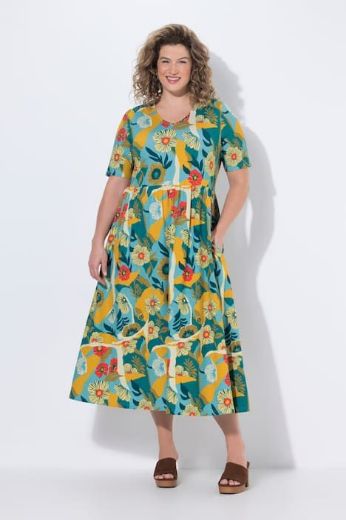 Plus size veliki brojevi Haljina midi kratkih rukava za punije