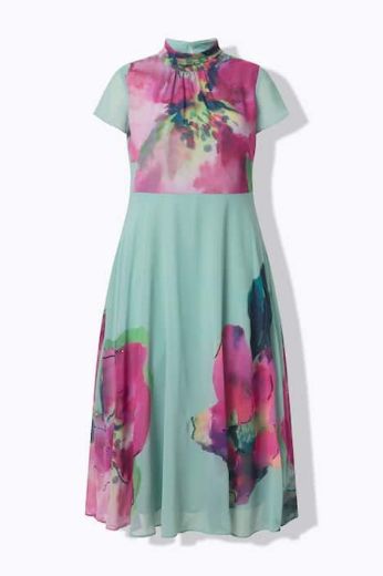 Plus size veliki brojevi Haljina elegantna maxi s povišenim  ovratnikom za punije