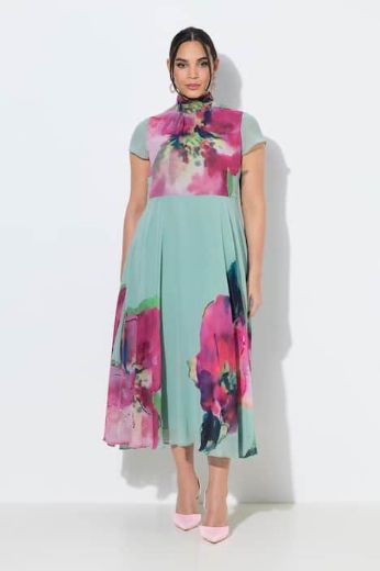 Plus size veliki brojevi Haljina elegantna maxi s povišenim  ovratnikom za punije