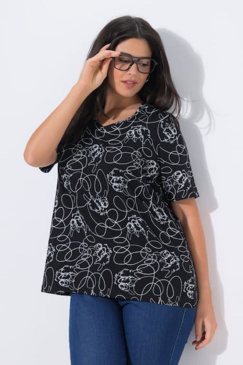 Plus size veliki brojevi Majica kratkih rukava V izreza za punije