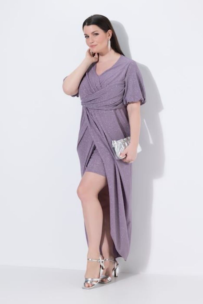 Plus size veliki brojevi Haljina svečana maxi kratkih rukava omotanog izgleda za punije