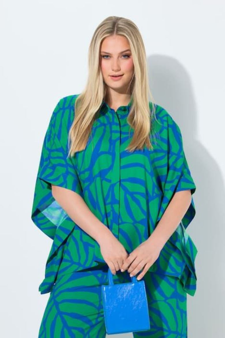 Plus size veliki brojevi Bluza 3/4 rukava šireg kroja s kragnom za punije