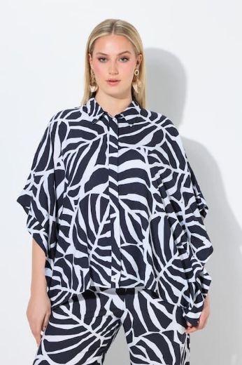 Plus size veliki brojevi Bluza 3/4 rukava šireg kroja s kragnom za punije
