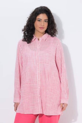 Plus size veliki brojevi Bluza od mješavine lana dužeg kraja za punije