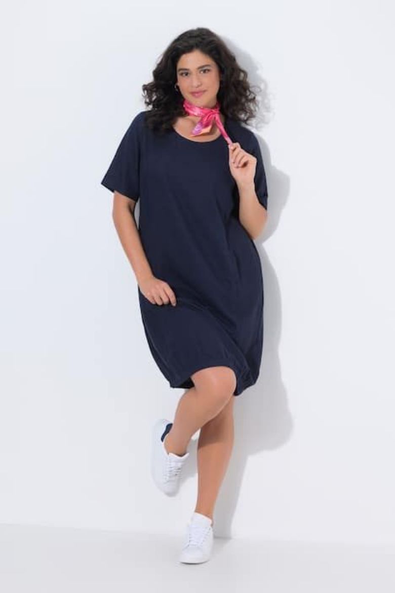 Plus size veliki brojevi Haljina midi kratkih rukava A kroja za punije