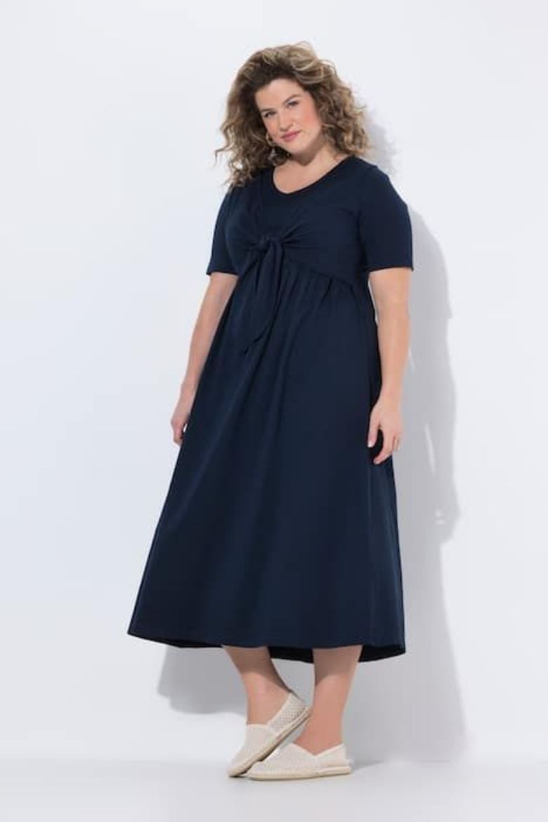 Plus size veliki brojevi Haljina midi kratkih rukava za punije