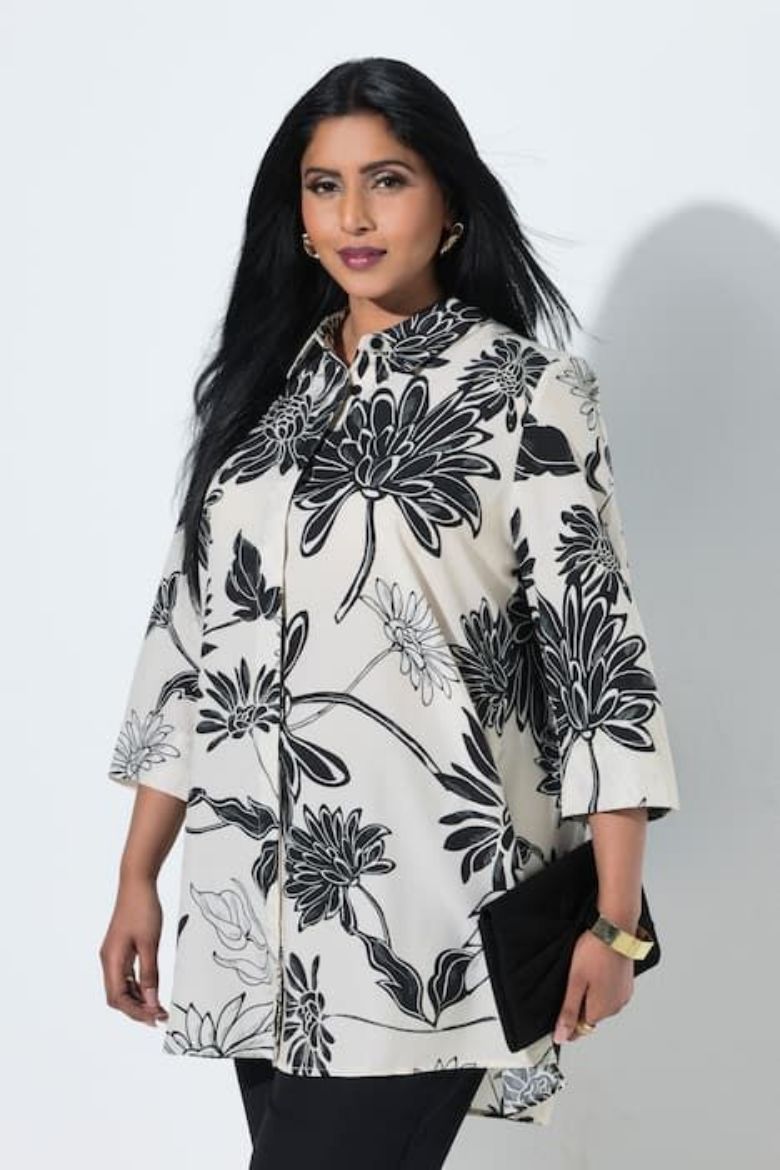 Plus size veliki brojevi Bluza elegantna 3/4 rukava dužeg A kroja za punije