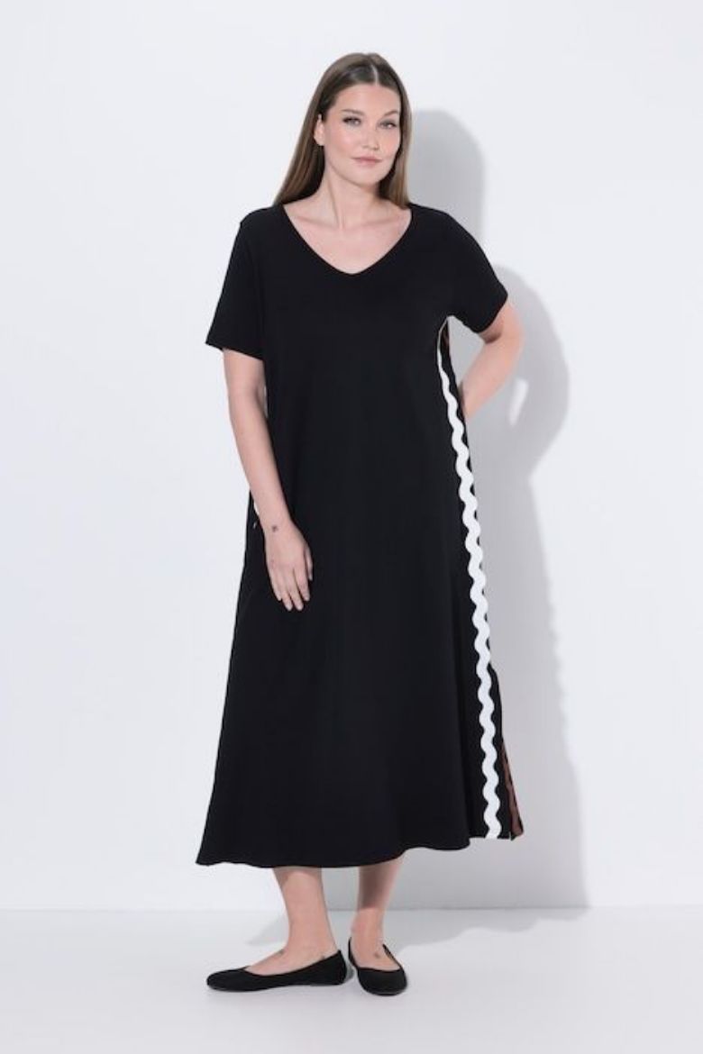 Plus size veliki brojevi Haljina maxi kratkih rukava pamučna za punije