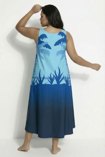 Plus size veliki brojevi Haljina midi bez rukava A kroja za punije