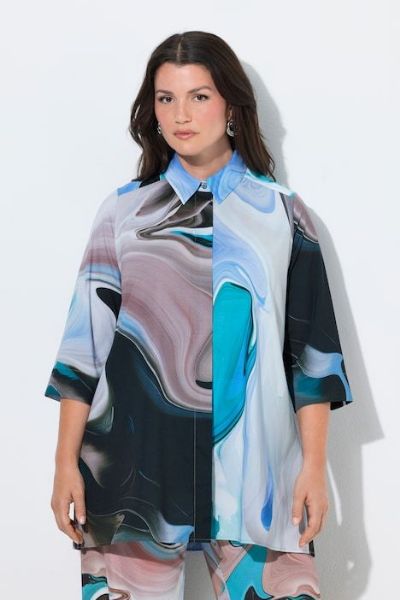 Veliki brojevi Bluza rukavi 3/4 s kragnom moda za punije